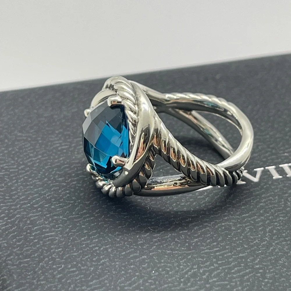 David Yurman Hampton Blue Topaz Infinity Ring - Picture 8 of 10